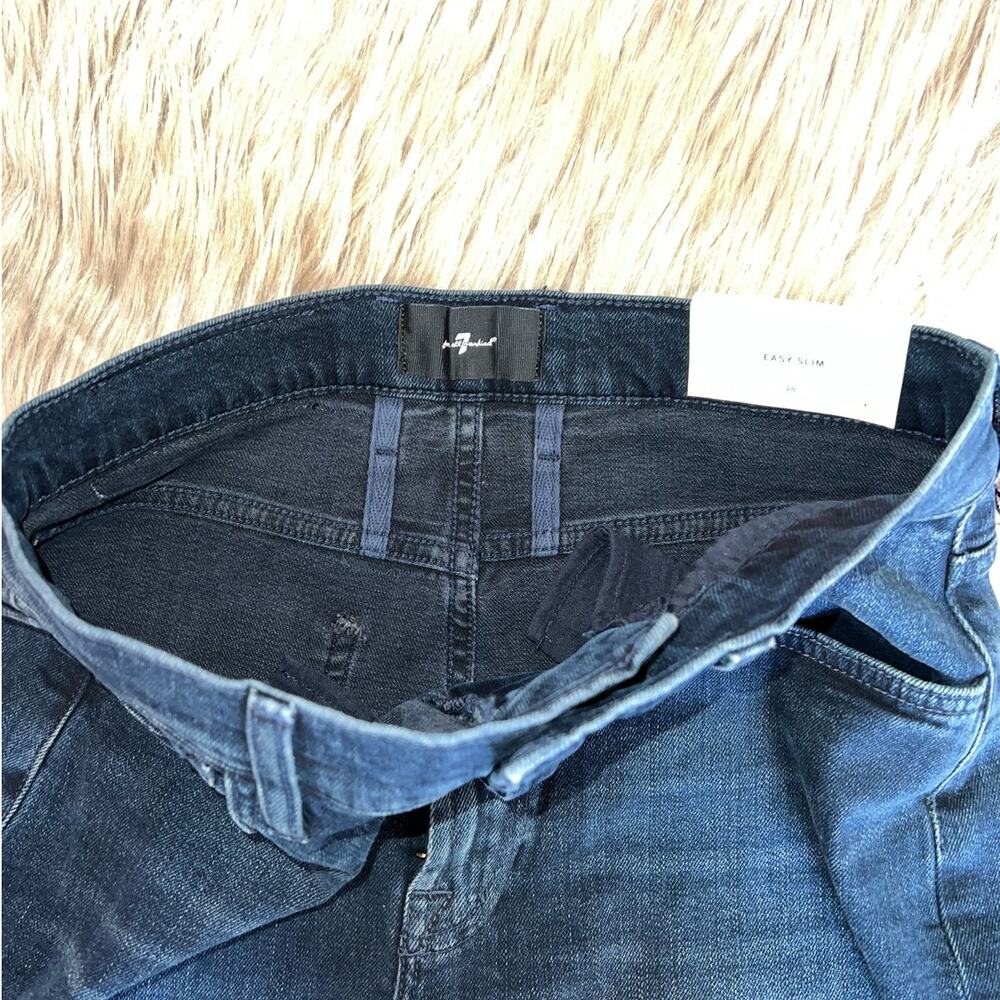 New 7 For All Mankind Womens Easy Slim Distressed Dark Denim Jeans size 28 - Picture 4 of 12